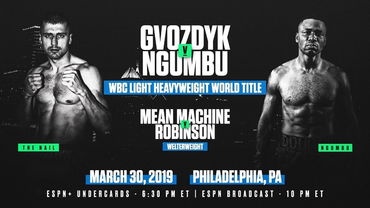 Gvozdyk vs Ngumbu – March 30 – Philadelphia @ 2300 Arena in Philadelphia | Philadelphia | Pennsylvania | United States